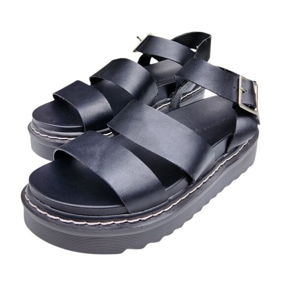 Madden Girl Daze Lug-Sole Platform Black Sandals Women's Size 8 - Picture 5 of 8